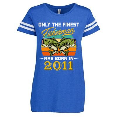 11 Years Old Fisherman Born In 2011 Cute 11th Birthday Enza Ladies Jersey Football T-Shirt