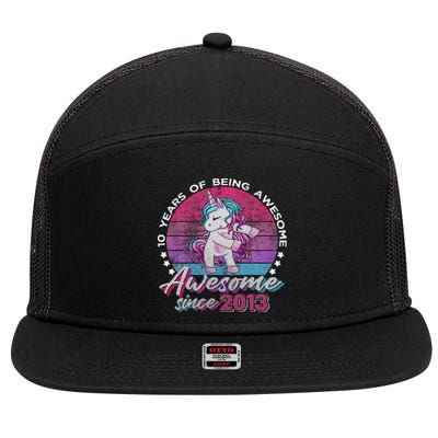 10 Years Old Flossing Unicorn Gifts 10th Birthday Party 7 Panel Mesh Trucker Snapback Hat