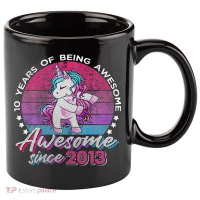 10 Years Old Flossing Unicorn Gifts 10th Birthday Party 11oz C Handle Ceramic Mug
