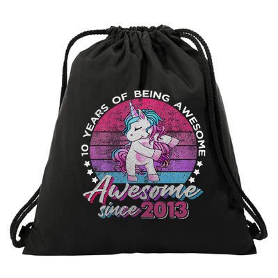 10 Years Old Flossing Unicorn Gifts 10th Birthday Party Drawstring Bag