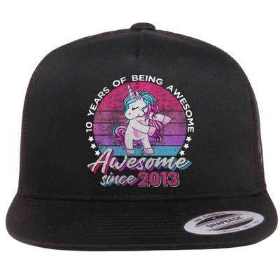 10 Years Old Flossing Unicorn Gifts 10th Birthday Party Flatbill Hat