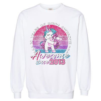 10 Years Old Flossing Unicorn Gifts 10th Birthday Party Garment-Dyed Sweatshirt