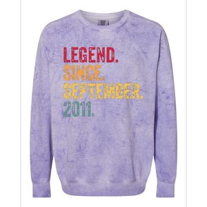 11 Years Old Legend Since September 2011 11th Birthday Gift Colorblast Crewneck Sweatshirt