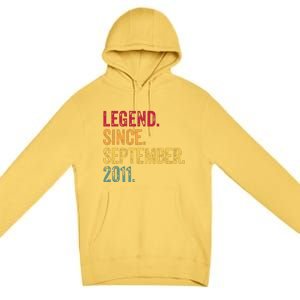 11 Years Old Legend Since September 2011 11th Birthday Gift Premium Pullover Hoodie