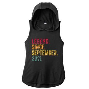 11 Years Old Legend Since September 2011 11th Birthday Gift Ladies PosiCharge Tri-Blend Wicking Draft Hoodie Tank