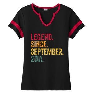 11 Years Old Legend Since September 2011 11th Birthday Gift Ladies Halftime Notch Neck Tee