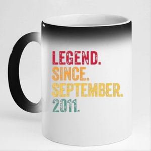 11 Years Old Legend Since September 2011 11th Birthday Gift 11oz Black Color Changing Mug