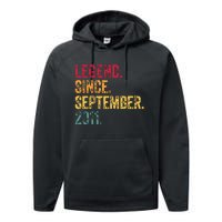 11 Years Old Legend Since September 2011 11th Birthday Gift Performance Fleece Hoodie