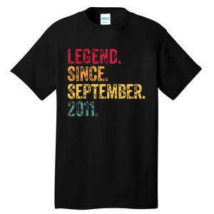 11 Years Old Legend Since September 2011 11th Birthday Gift Tall T-Shirt