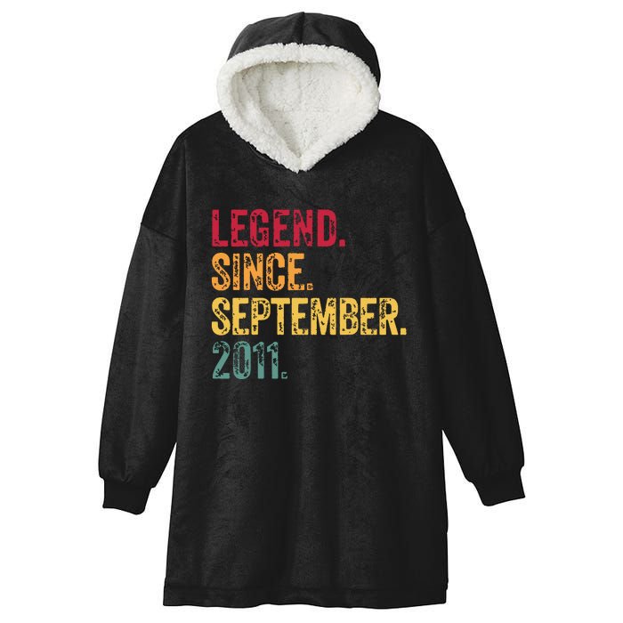 11 Years Old Legend Since September 2011 11th Birthday Gift Hooded Wearable Blanket