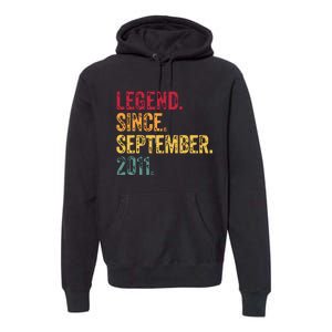 11 Years Old Legend Since September 2011 11th Birthday Gift Premium Hoodie