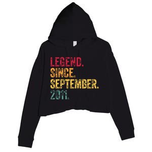 11 Years Old Legend Since September 2011 11th Birthday Gift Crop Fleece Hoodie