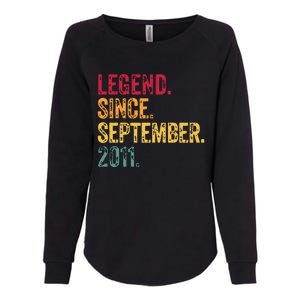 11 Years Old Legend Since September 2011 11th Birthday Gift Womens California Wash Sweatshirt