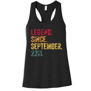 11 Years Old Legend Since September 2011 11th Birthday Gift Women's Racerback Tank