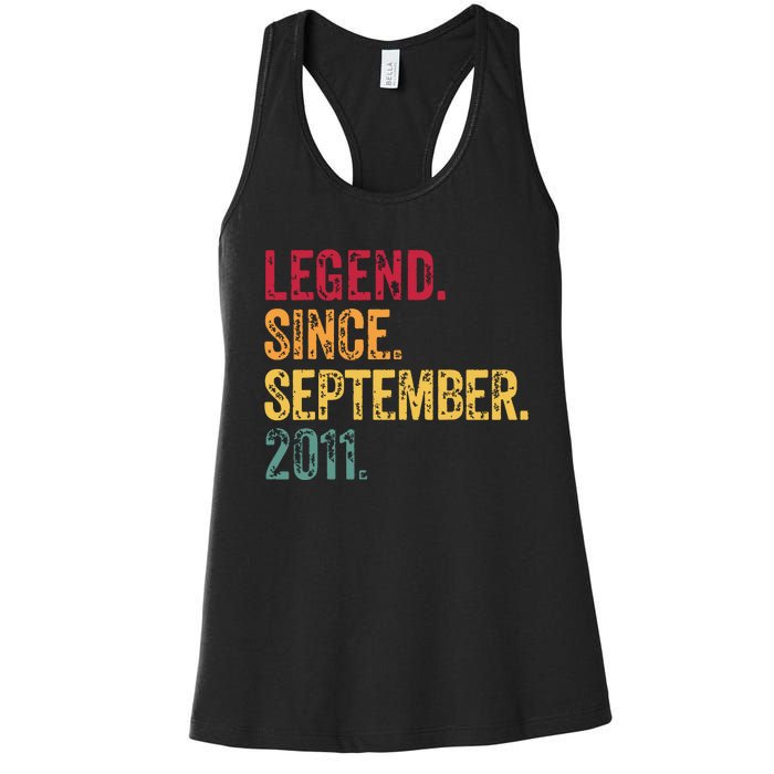 11 Years Old Legend Since September 2011 11th Birthday Gift Women's Racerback Tank