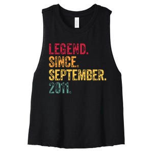 11 Years Old Legend Since September 2011 11th Birthday Gift Women's Racerback Cropped Tank