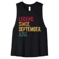 11 Years Old Legend Since September 2011 11th Birthday Gift Women's Racerback Cropped Tank