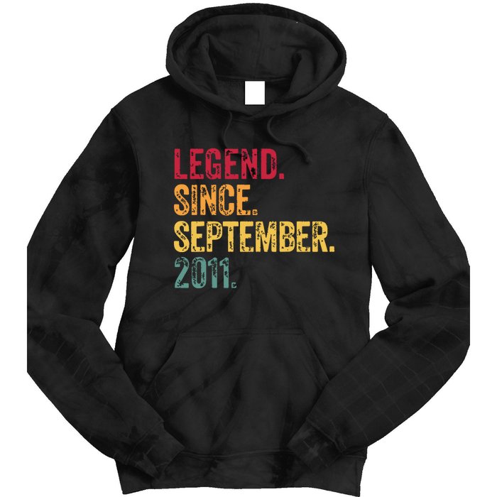 11 Years Old Legend Since September 2011 11th Birthday Gift Tie Dye Hoodie