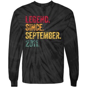 11 Years Old Legend Since September 2011 11th Birthday Gift Tie-Dye Long Sleeve Shirt