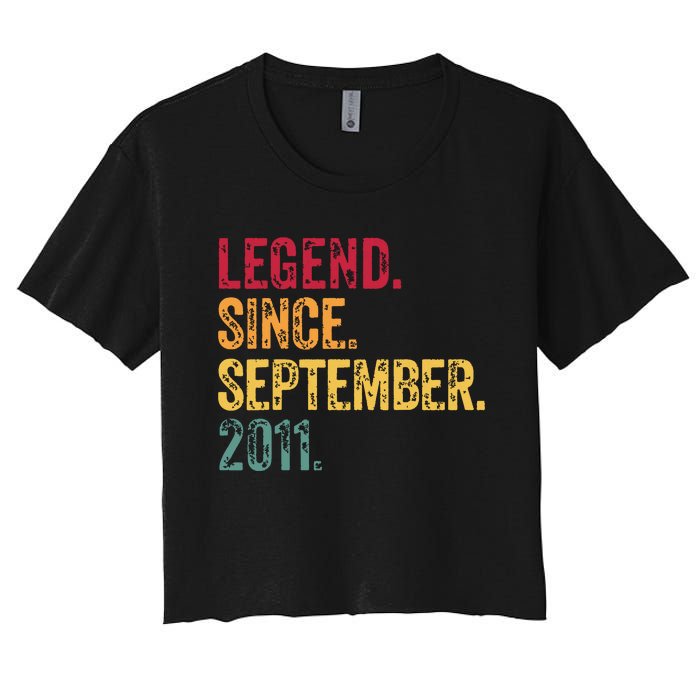 11 Years Old Legend Since September 2011 11th Birthday Gift Women's Crop Top Tee