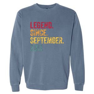 11 Years Old Legend Since September 2011 11th Birthday Gift Garment-Dyed Sweatshirt