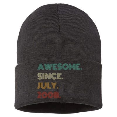 16 Years Old Awesome Since July 2008 16th Birthday Sustainable Knit Beanie