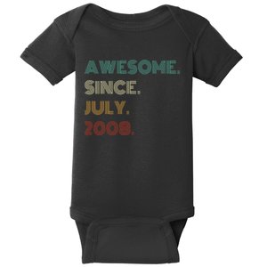 16 Years Old Awesome Since July 2008 16th Birthday Baby Bodysuit