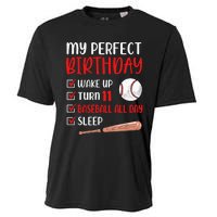 11 Year Old Baseball Birthday Party 11th Boy Eleven Player Cooling Performance Crew T-Shirt