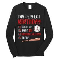 11 Year Old Baseball Birthday Party 11th Boy Eleven Player Long Sleeve Shirt