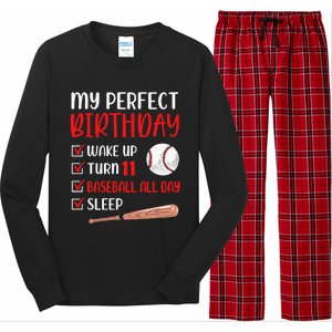 11 Year Old Baseball Birthday Party 11th Boy Eleven Player Long Sleeve Pajama Set