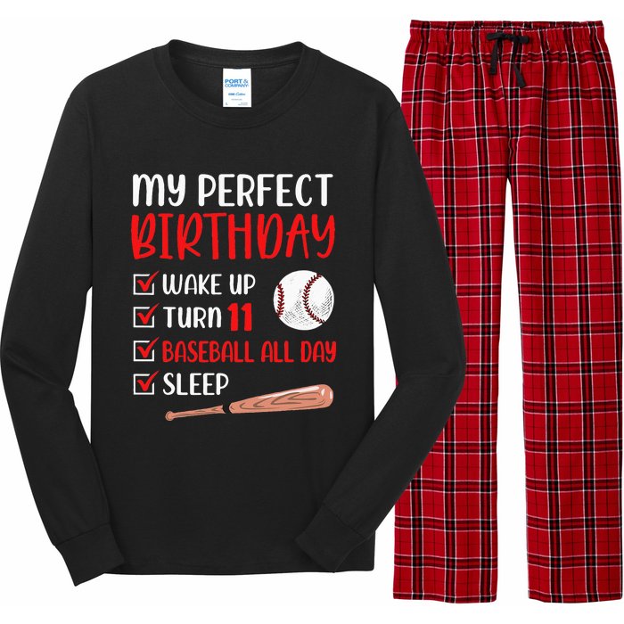 11 Year Old Baseball Birthday Party 11th Boy Eleven Player Long Sleeve Pajama Set