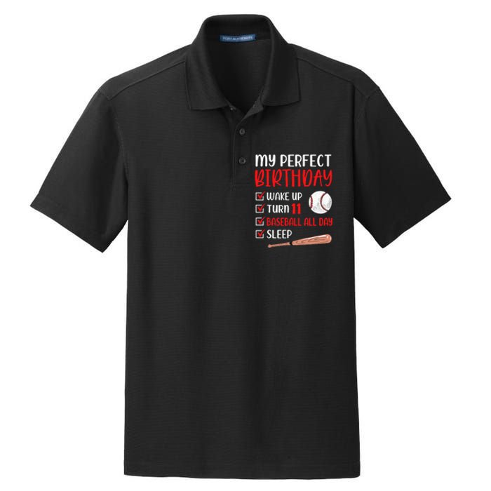 11 Year Old Baseball Birthday Party 11th Boy Eleven Player Dry Zone Grid Polo