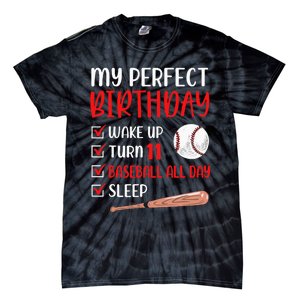 11 Year Old Baseball Birthday Party 11th Boy Eleven Player Tie-Dye T-Shirt