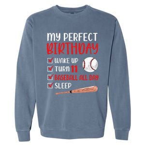 11 Year Old Baseball Birthday Party 11th Boy Eleven Player Garment-Dyed Sweatshirt