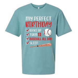 11 Year Old Baseball Birthday Party 11th Boy Eleven Player Sueded Cloud Jersey T-Shirt