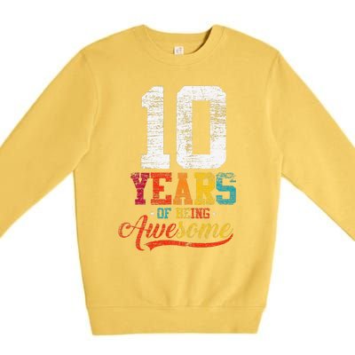 10 Years Of Being Awesome Gifts 10 Years Old 10th Birthday Premium Crewneck Sweatshirt