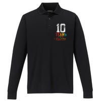 10 Years Of Being Awesome Gifts 10 Years Old 10th Birthday Performance Long Sleeve Polo