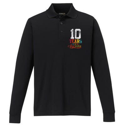 10 Years Of Being Awesome Gifts 10 Years Old 10th Birthday Performance Long Sleeve Polo