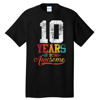 10 Years Of Being Awesome Gifts 10 Years Old 10th Birthday Tall T-Shirt