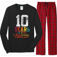 10 Years Of Being Awesome Gifts 10 Years Old 10th Birthday Long Sleeve Pajama Set