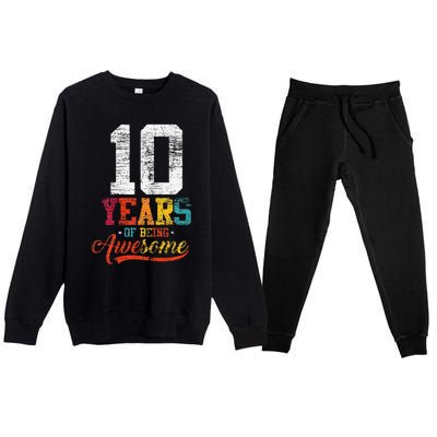 10 Years Of Being Awesome Gifts 10 Years Old 10th Birthday Premium Crewneck Sweatsuit Set