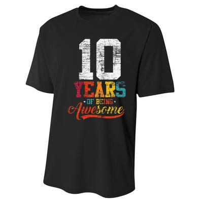 10 Years Of Being Awesome Gifts 10 Years Old 10th Birthday Performance Sprint T-Shirt