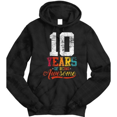 10 Years Of Being Awesome Gifts 10 Years Old 10th Birthday Tie Dye Hoodie