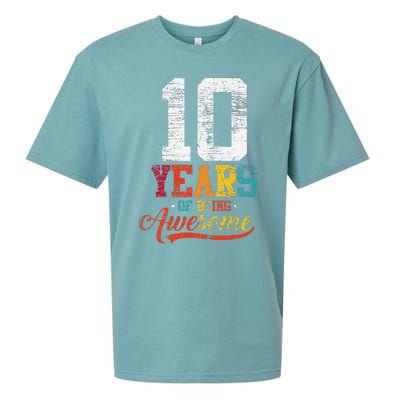 10 Years Of Being Awesome Gifts 10 Years Old 10th Birthday Sueded Cloud Jersey T-Shirt