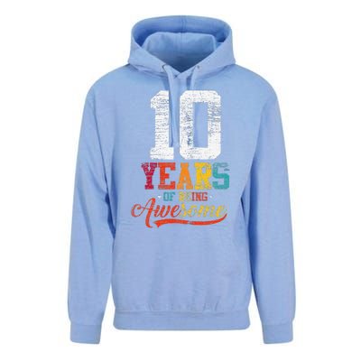 10 Years Of Being Awesome Gifts 10 Years Old 10th Birthday Unisex Surf Hoodie