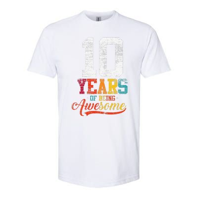 10 Years Of Being Awesome Gifts 10 Years Old 10th Birthday Softstyle CVC T-Shirt