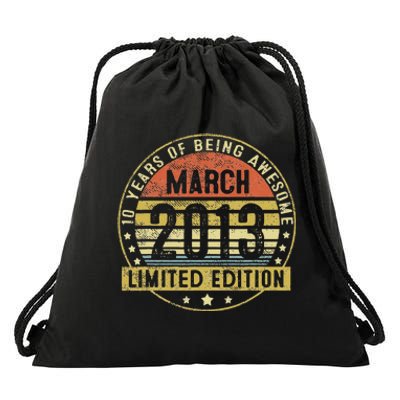 10 Years Old Gifts Vintage March 2013 10th Birthday Gift Drawstring Bag