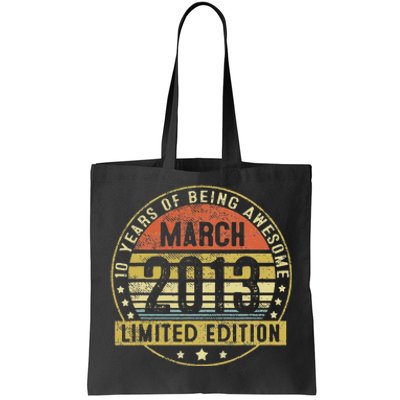 10 Years Old Gifts Vintage March 2013 10th Birthday Gift Tote Bag