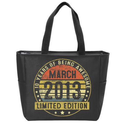 10 Years Old Gifts Vintage March 2013 10th Birthday Gift Zip Tote Bag