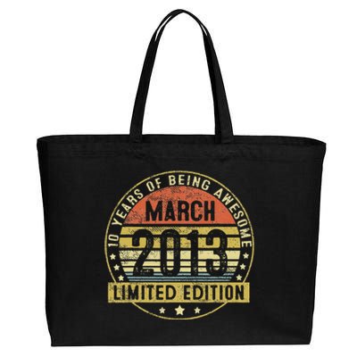 10 Years Old Gifts Vintage March 2013 10th Birthday Gift Cotton Canvas Jumbo Tote